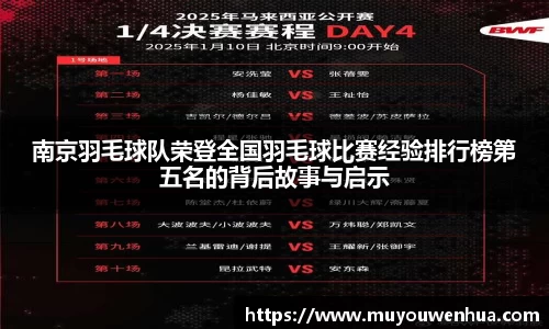 南京羽毛球队荣登全国羽毛球比赛经验排行榜第五名的背后故事与启示